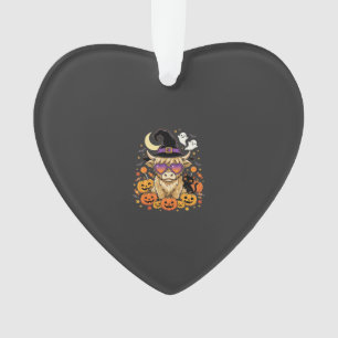 Schattige Hoogland Koe Heks Halloween Pompoen Fees Ornament
