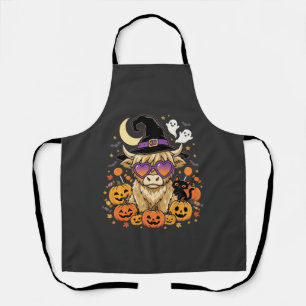 Schattige Hoogland Koe Heks Halloween Pompoen Fees Schort