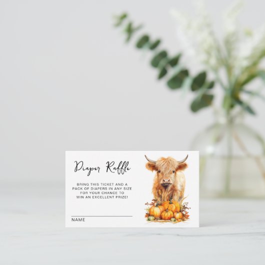 Schattige Hoogland Koe Herfst Baby shower Luier Ra Informatiekaartje (Staand voorkant)