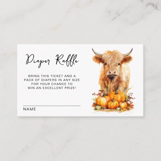 Schattige Hoogland Koe Herfst Baby shower Luier Ra Informatiekaartje (Voorkant)
