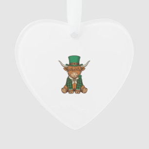 Schattige Hoogland Koe Ierse Klaver Vintage T-shir Ornament