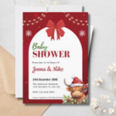 Schattige Hoogland Koe Kalf Kerst Baby shower Kaart