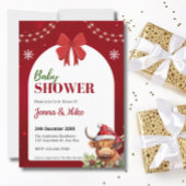 Schattige Hoogland Koe Kalf Kerst Baby shower Kaart