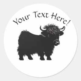 Schattige Hoogland Koe Kalf Tekstnaam bewerken Ronde Sticker