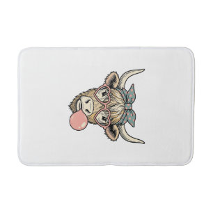 Schattige Hoogland Koe Kaugummi Vintage Vector Ont Badmat