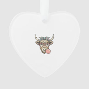 Schattige Hoogland Koe Kaugummi Vintage Vector Ont Ornament