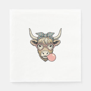 Schattige Hoogland Koe Kaugummi Vintage Vector Ont Servet