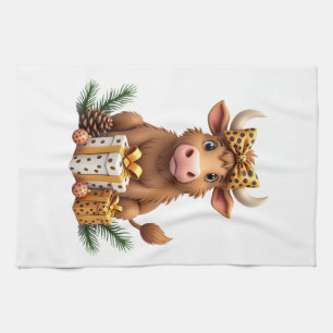 Schattige Hoogland Koe Kerst Sinterklaas Hoogland Theedoek