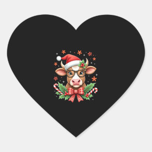 Schattige Hoogland Koe Liefhebber Kerstman Hoed We Hart Sticker