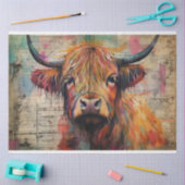 Schattige Hoogland Koe Portret Ephemera Tissuepapier (Craft)