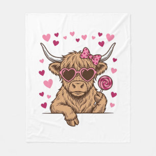 Schattige Hoogland Koe Valentijn Zonnebril Vector Fleece Deken