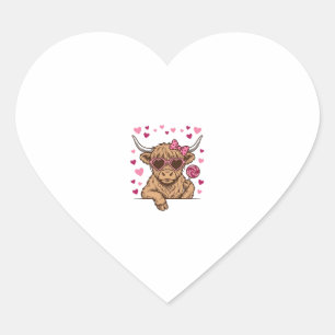Schattige Hoogland Koe Valentijn Zonnebril Vector Hart Sticker