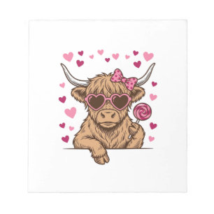 Schattige Hoogland Koe Valentijn Zonnebril Vector  Notitieblok