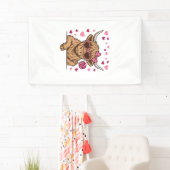 Schattige Hoogland Koe Valentijn Zonnebril Vector Spandoek (Insitu)