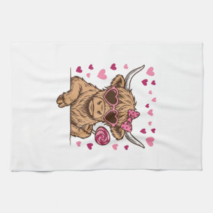 Schattige Hoogland Koe Valentijn Zonnebril Vector  Theedoek