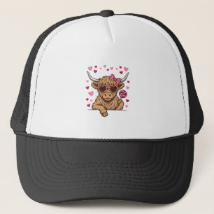 Schattige Hoogland Koe Valentijn Zonnebril Vector  Trucker Pet