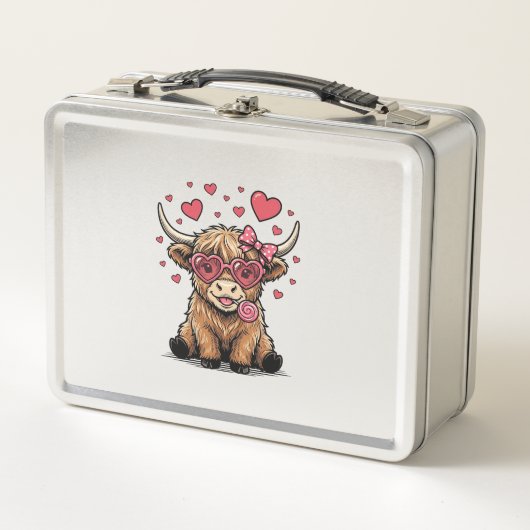 Schattige Hoogland Koe Valentijnshart Bril Vector_ (Voorkant)