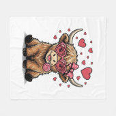 Schattige Hoogland Koe Valentijnshart Bril Vector_ Fleece Deken (Voorkant (Horizontaal))