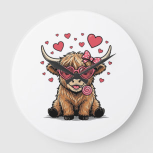 Schattige Hoogland Koe Valentijnshart Bril Vector_ Grote Klok