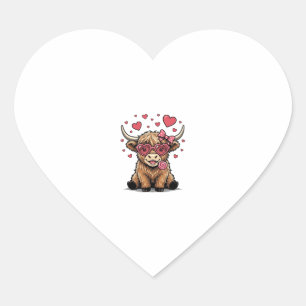 Schattige Hoogland Koe Valentijnshart Bril Vector_ Hart Sticker