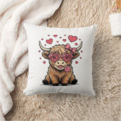 Schattige Hoogland Koe Valentijnshart Bril Vector_ Kussen (Deken)