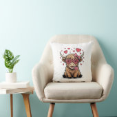 Schattige Hoogland Koe Valentijnshart Bril Vector_ Kussen (Stoel)