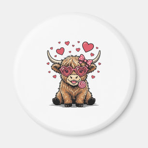 Schattige Hoogland Koe Valentijnshart Bril Vector_ Magneet