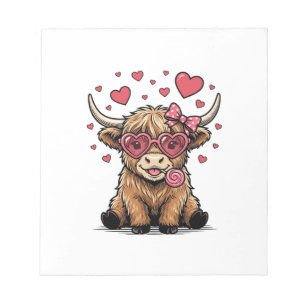 Schattige Hoogland Koe Valentijnshart Bril Vector_ Notitieblok