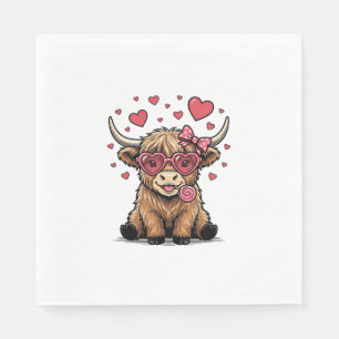 Schattige Hoogland Koe Valentijnshart Bril Vector_ Servet
