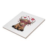 Schattige Hoogland Koe Valentijnshart Bril Vector_ Tegeltje (Zijkant)