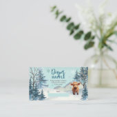 Schattige Hoogland Koe Winter Baby shower Luier Ra Informatiekaartje (Staand voorkant)