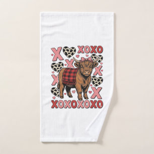 Schattige Hoogland Koe XOXO Valentijn Retro T-shir Handdoek