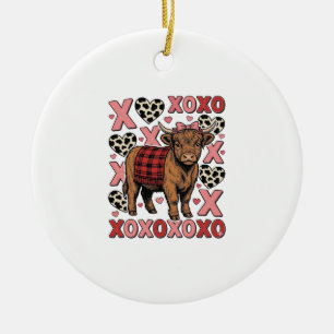 Schattige Hoogland Koe XOXO Valentijn Retro T-shir Keramisch Ornament