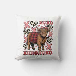 Schattige Hoogland Koe XOXO Valentijn Retro T-shir Kussen