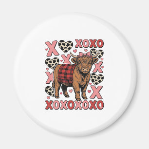 Schattige Hoogland Koe XOXO Valentijn Retro T-shir Magneet