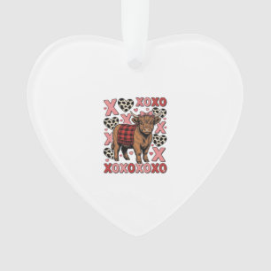 Schattige Hoogland Koe XOXO Valentijn Retro T-shir Ornament