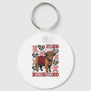 Schattige Hoogland Koe XOXO Valentijn Retro T-shir Sleutelhanger