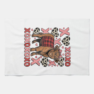 Schattige Hoogland Koe XOXO Valentijn Retro T-shir Theedoek