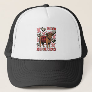 Schattige Hoogland Koe XOXO Valentijn Retro T-shir Trucker Pet