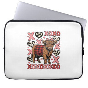 Schattige Hoogland Koe XOXO Valentijn Vintage T-sh Laptop Sleeve