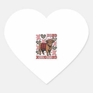 Schattige Hoogland Koe XOXO Valentijns Retro T-shi Hart Sticker
