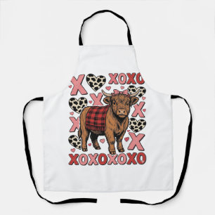 Schattige Hoogland Koe XOXO Valentijns Vintage T-s Schort