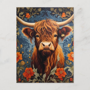 Schattige Hooglanden Koe William Morris Geïnspiree Briefkaart