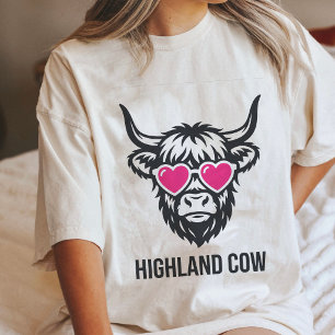 Schattige Hooglanderskoe Met Roze Hart Zonnebril Tri-Blend Shirt