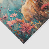 Schattige Hooglandkalf met Veldbloemen voor Decoup Tissuepapier (Detail)