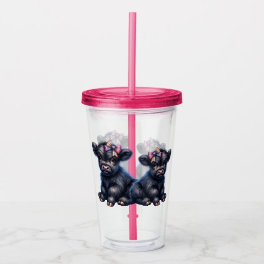 Schattige Hooglandkoe Acryl Drinkbeker (Voorkant)