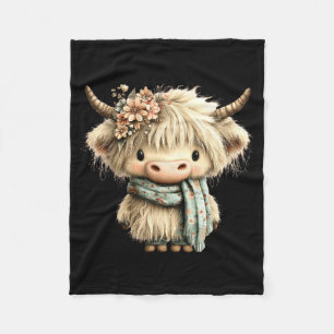 Schattige hooglandkoe bloemrijke boho boerderijdie fleece deken