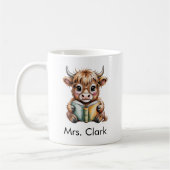 Schattige Hooglandkoe Leest Boek Custom Koffiemok (Links)