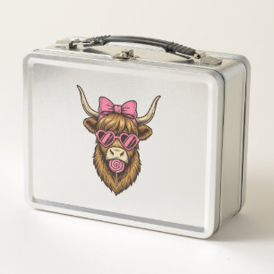 Schattige Hooglandkoe met Roze Hart Bril Vector_1