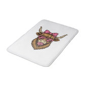 Schattige Hooglandkoe met Roze Hart Bril Vector_1 Badmat (Gekanteld)